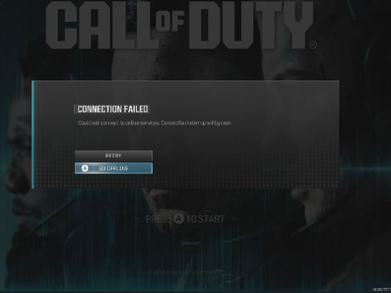 Connection Error on a call of duty game